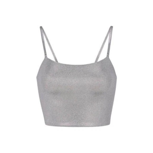 SKIMS METALLIC SILVER FITS EVERYBODY STRAPPY CAMI TANK TOP WOMENS SIZE 4X - Picture 1 of 7